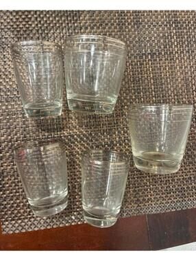 5 Vintage Clear Small Glasses Set